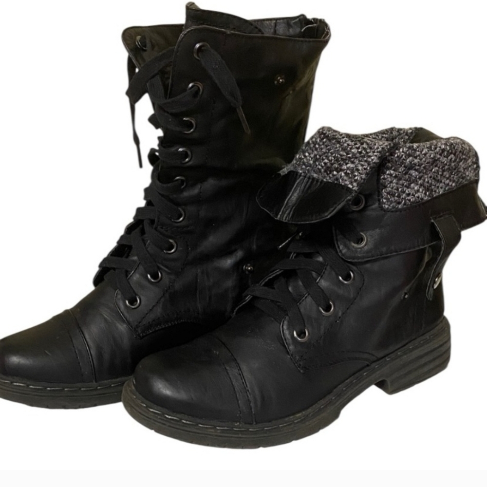 Torrid Black Combat Boots with Knit Cuff